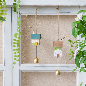 Nordic Wood House Wind Chime Χειροποίητο Κρεμαστό Κουδούνι Λαβή Πόρτας Τοίχος Διακοσμήσεις Παιδικού Δωματίου Κήπος Διακόσμηση νηπιαγωγείου γραφείου σπιτιού