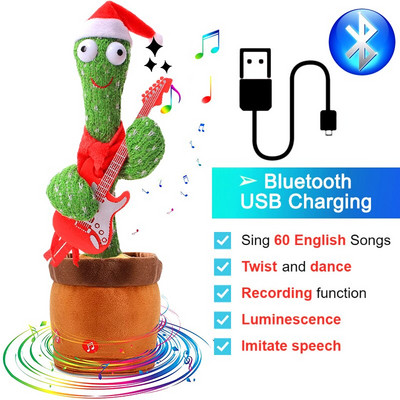 Új aranyos táncoló kaktuszbaba USB és Bluetooth kedves beszélő plüssjáték hangfelvétel ismételt oktatójáték gyerekeknek ajándék lakberendezés