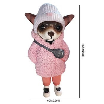 Standing Puppy Doll Ρητίνη Διακόσμηση σπιτιού Αξεσουάρ γραφείου Kawaii Hoodie Dog Fashion Animal Resin Dolls Πήλινη κούκλα