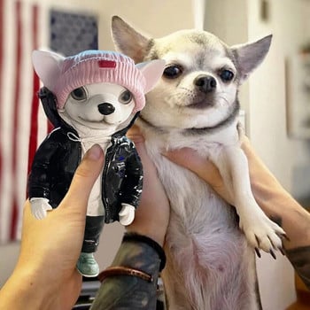 Standing Puppy Doll Ρητίνη Διακόσμηση σπιτιού Αξεσουάρ γραφείου Kawaii Hoodie Dog Fashion Animal Resin Dolls Πήλινη κούκλα