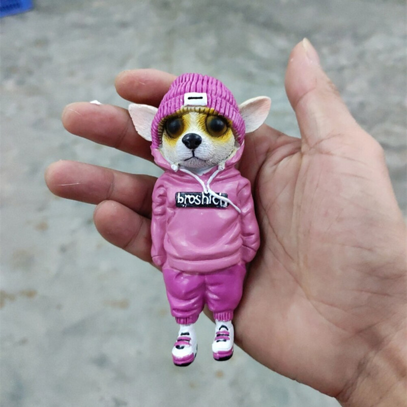 Álló kiskutya baba gyanta dekoráció otthoni dekoráció asztali kiegészítők Kawaii kapucnis kutya divat Állati gyanta babák agyagbaba