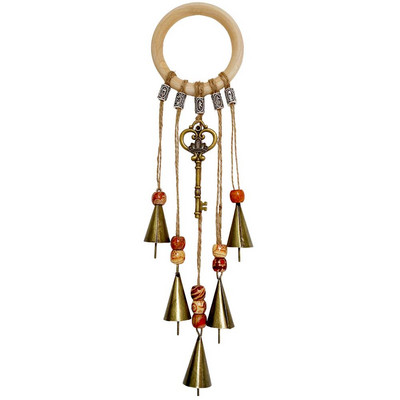 Vēja zvani āra klīrensu raganu zvani aizsardzībai Raganas vēja zvana ornaments iekštelpām ārā Koka gredzens/rotangpalmas gredzens