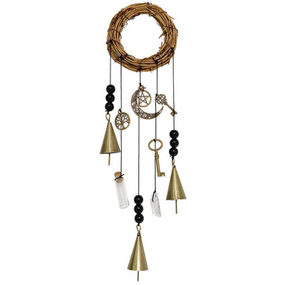 Vēja zvani āra klīrensu raganu zvani aizsardzībai Raganas vēja zvana ornaments iekštelpām ārā Koka gredzens/rotangpalmas gredzens