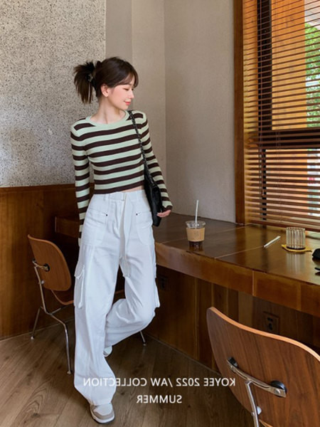 Γυναικείο μακρυμάνικο ριγέ πουλόβερ