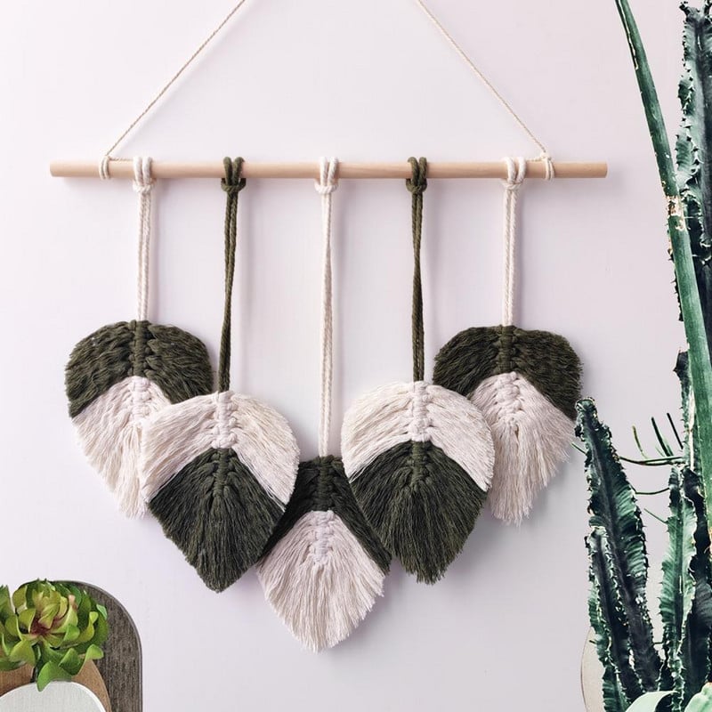 Nordic Style Utility dekoratív, kézzel szőtt makramé kárpit kötőpántos fali akasztóval, mosható hálószobába