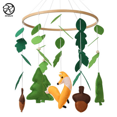 Woodland Nature Fox Filc Baby Mobile Trees Fenyőtobozok Óvodai babaágy Mobil