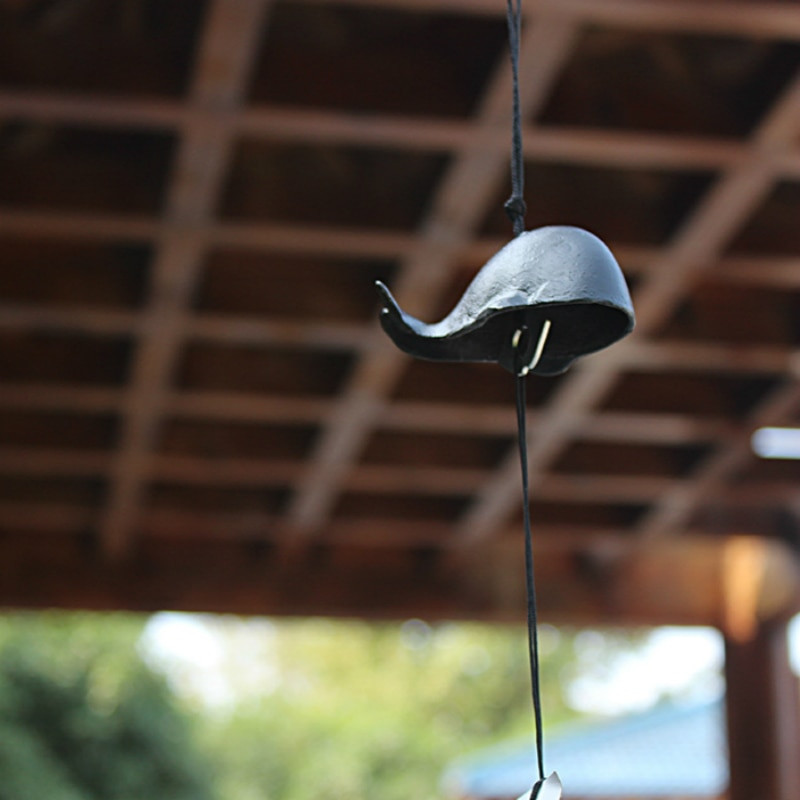 Японски тип FURIN Wind Chimes Черен кит Чугунена декорация за окачване на стена Детска стая