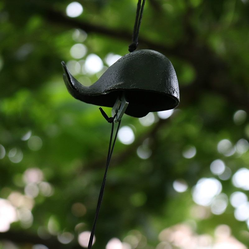 Японски тип FURIN Wind Chimes Черен кит Чугунена декорация за окачване на стена Детска стая