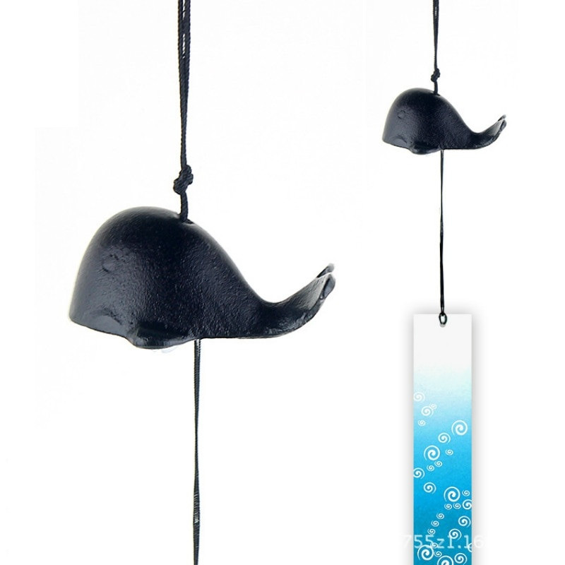 Японски тип FURIN Wind Chimes Черен кит Чугунена декорация за окачване на стена Детска стая