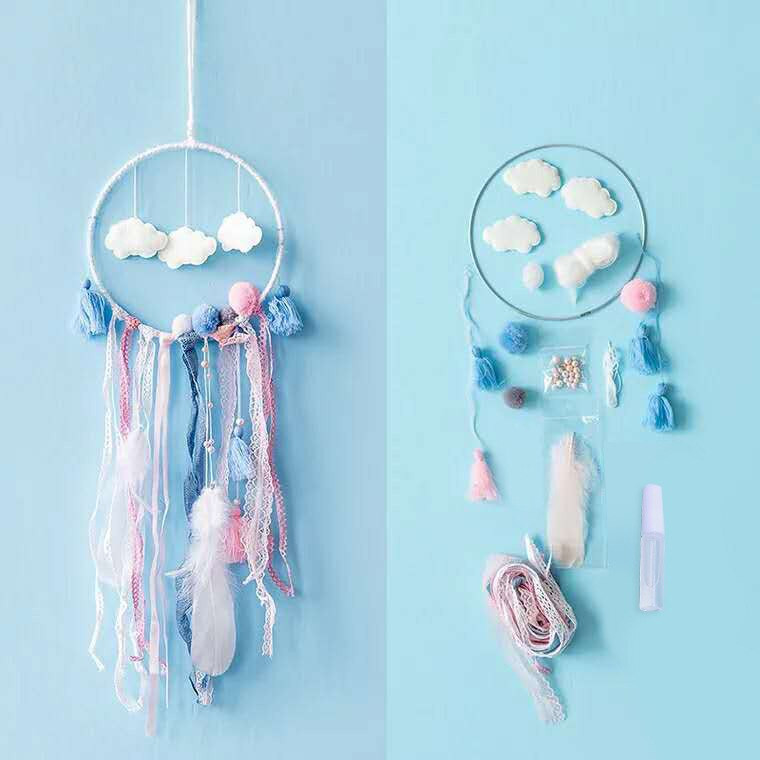 Repülő, kézzel készített álomfogó Led Light Dreamcatcher tollas medállal Kreatív üreges szélcsengő falra akasztható álomfogó