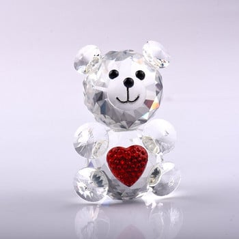 Κρυστάλλινο άγαλμα αρκούδας με διακοσμητικό γυάλινο ζώο σε σχήμα καρδιάς μινιατούρα αγάπης ρομαντικό δώρο χειροτεχνία με μικρά ζώα διακόσμηση σπιτιού