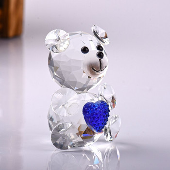 Кристална мечка кристална статуя със сърцевидно декоративно стъклено животно миниатюрно любов романтичен подарък малки животни занаяти домашен декор