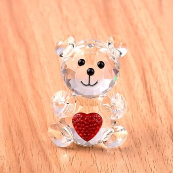 Κρυστάλλινο άγαλμα αρκούδας με διακοσμητικό γυάλινο ζώο σε σχήμα καρδιάς μινιατούρα αγάπης ρομαντικό δώρο χειροτεχνία με μικρά ζώα διακόσμηση σπιτιού