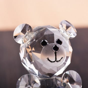 Кристална мечка кристална статуя със сърцевидно декоративно стъклено животно миниатюрно любов романтичен подарък малки животни занаяти домашен декор
