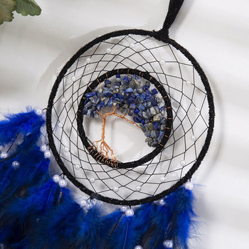 Μεγάλο Dream Catcher Tree of Life Blue Crystal Dreamcatcher Χειροποίητο φτερό στολίδι Διακόσμηση τοίχου για υπνοδωμάτιο Δώρο