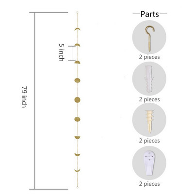 Moon Shining Phase Garland dekorációs láncok Boho arany falra akasztó díszek Támogatás Dropshipping Decoracion Habitacion