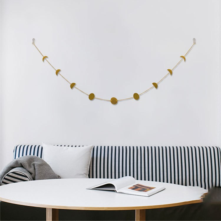 Moon Shining Phase Garland dekorációs láncok Boho arany falra akasztó díszek Támogatás Dropshipping Decoracion Habitacion