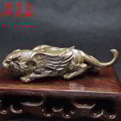 Antikvarinis varinis tigras su sparnais Maža statulėlė Rašomasis stalas Ornamentas Gyvūnų Figūrėlės Miniatiūros Laimingos namų puošmenos Amatai Priedai