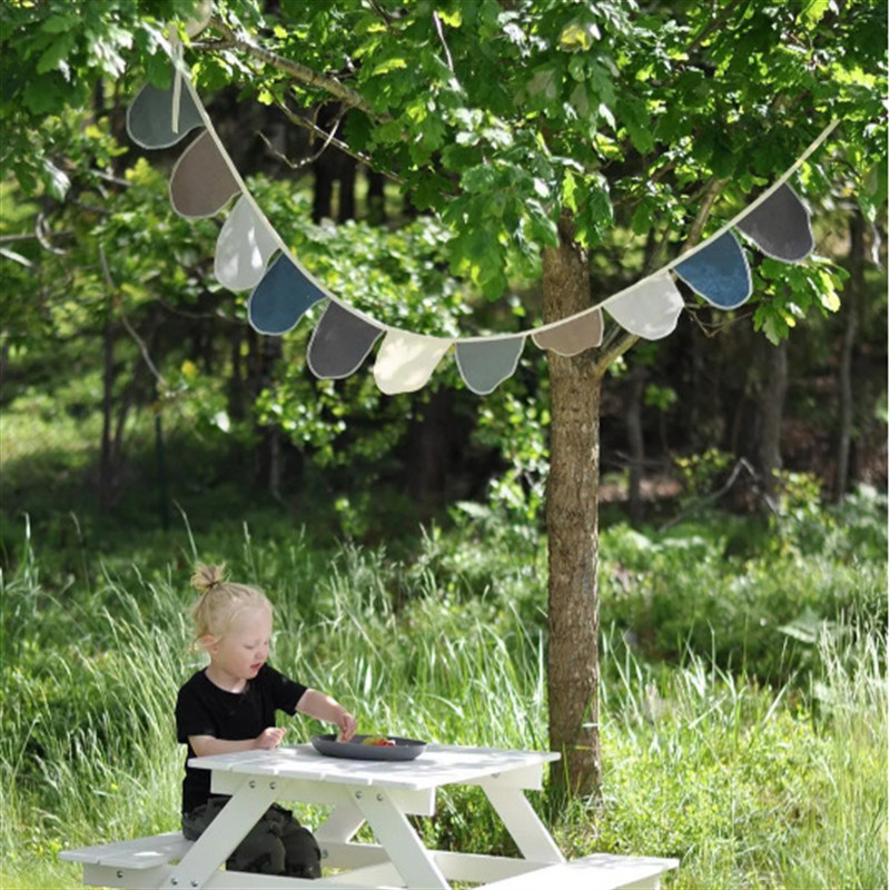 Šiaurės šalių kabantys dekoracijos Slub Medvilnė Gėlių girliandos Vaikų kambarys Kūdikių kambario ornamentas Namų vakarėlis Vestuvių reklamjuostė Sienų dekoras