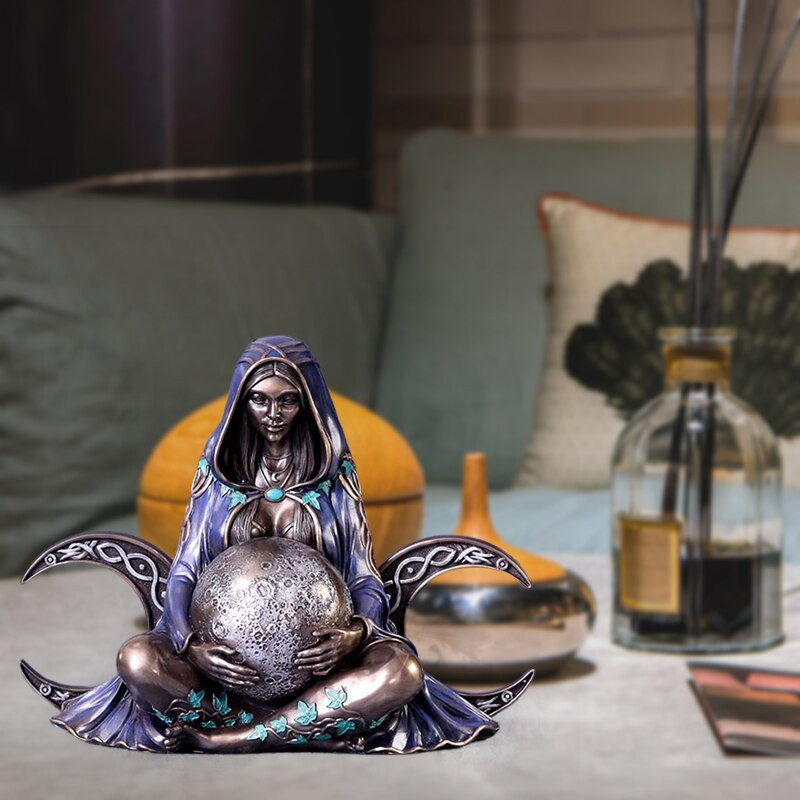 Motinos Žemės meno statulos ornamentas Tūkstantmečio Gaia rašomasis stalas, dervos amatų žavesio statula Motinos Žemės Nemezio meno statulos namų aksesuarai