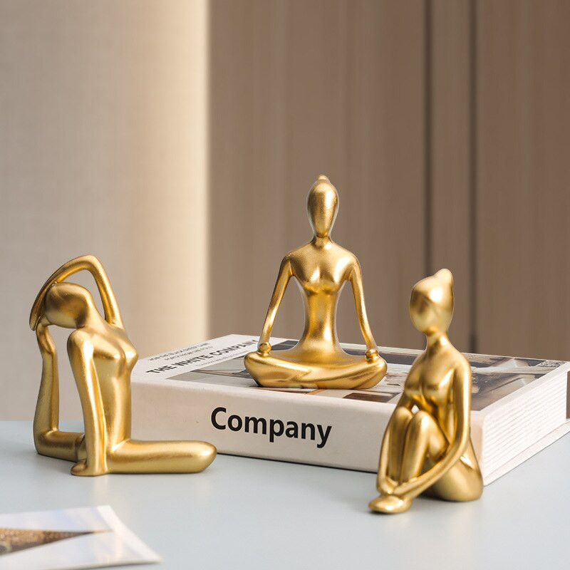 ERMAKOVA 12 stiluri de artă abstractă, rășină, poziții de yoga, figurină din porțelan, statuie de doamnă, pentru acasă, studio de yoga, ornament de decor