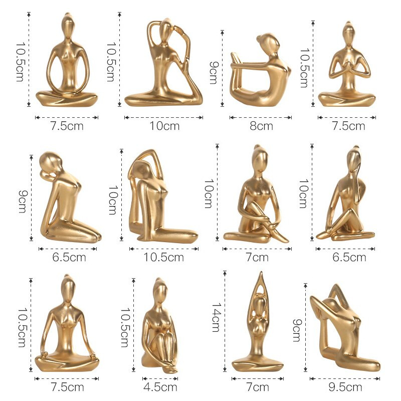 ERMAKOVA 12 stiluri de artă abstractă, rășină, poziții de yoga, figurină din porțelan, statuie de doamnă, pentru acasă, studio de yoga, ornament de decor