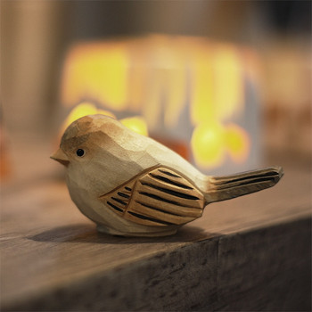 Little Fat Bird Handmade Home Crafts Ξυλογλυπτική Πουλιά Κρεμαστό στολίδια από μασίφ ξύλο