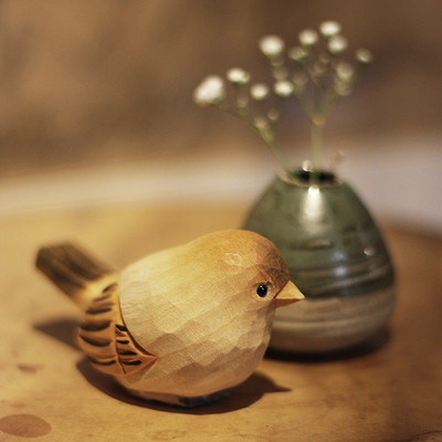 Little Fat Bird Handmade Home Crafts Ξυλογλυπτική Πουλιά Κρεμαστό στολίδια από μασίφ ξύλο