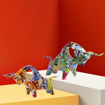 Ox Figurine, Graffiti Bull Sculpture Desk Στολίδι Άγαλμα βοοειδών για το ξενοδοχείο Home