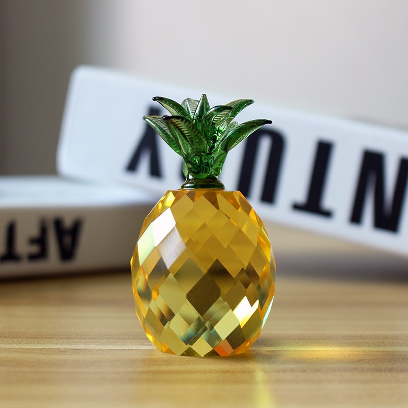 Figurine Miniaturale Cristal Ananas Pressă Hârtii Sticlă Fructe Model Figurine Birou Casa Accesoriu Decorare Nunta Cadouri Copii