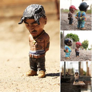 Διακόσμηση χαρακτήρων κούκλας ρητίνης Rapper Άγαλμα επιφάνειας εργασίας Αναμνηστικό Τατουάζ Καλλιτέχνης Γυαλιά ηλίου Διακόσμηση Hip Hop Κούκλα