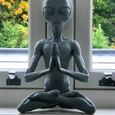 Witchcraft Meditation Alien Statue Mini Resin Στολίδι Alien Garden Γραφείο σπιτιού Αυλή τέχνης Διακόσμηση για εσωτερικούς εξωτερικούς χώρους