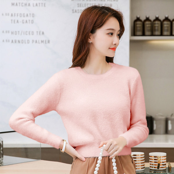 Modern női pulóver ovális nyakkivágással, új modell