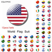 12 komada kompleta svjetskih zastava magnet za hladnjak Kina SAD UK Španjolska Rusija Njemačka Italija Francuska Suveniri Staklena magnetska naljepnica za hladnjak