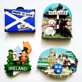 Обединено кралство Дъблин Ирландия Шотландия 3D магнити за хладилник Туристически сувенири Магнитни стикери за хладилник Декорация на дома