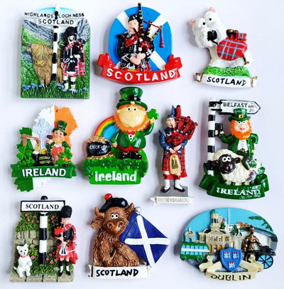 Обединено кралство Дъблин Ирландия Шотландия 3D магнити за хладилник Туристически сувенири Магнитни стикери за хладилник Декорация на дома