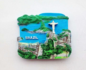 Ζωγραφισμένο στο χέρι Ρίο ντε Τζανέιρο, Βραζιλία Τρισδιάστατοι μαγνήτες ψυγείου World Travel Souvenir Ψυγείο Μαγνητικά αυτοκόλλητα Διακόσμηση σπιτιού