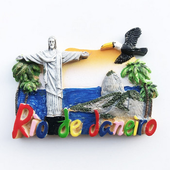 Ζωγραφισμένο στο χέρι Ρίο ντε Τζανέιρο, Βραζιλία Τρισδιάστατοι μαγνήτες ψυγείου World Travel Souvenir Ψυγείο Μαγνητικά αυτοκόλλητα Διακόσμηση σπιτιού
