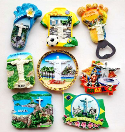 Hand-painted Rio De Janeiro, Brazil 3D Fridge Magnets World Travel Souvenirs Refrigerator Magnetic Stickers Home Decortion
