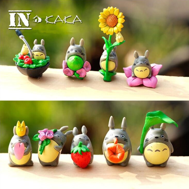 Szett kawaii aranyos anime My Neighbor Totoro mikro kerti táj dekoráció Pázsit díszek figurák játékok barkács akvárium kiegészítők