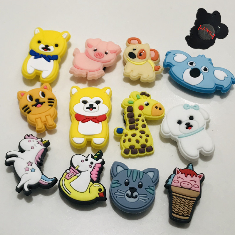 14 DB PVC Kawaii Rajzfilm Színes Állatok Hűtő Mágneses matrica Kutya Láng Madár Tigris Csont Macska Hűtőmágnesek Gyerekek Ajándékok