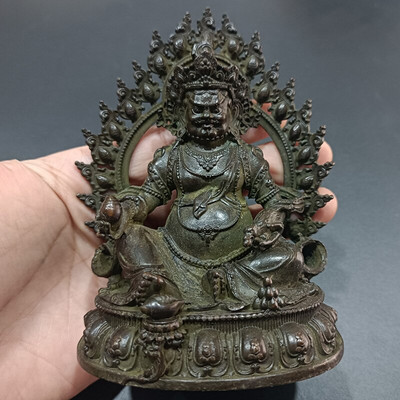 Statuie Buddha din Bronz Antic Ornament de Birou Decoratiuni pentru Casa Accesorii Artizanale Metal Sculptură Zeul Bogăției Decor Vintage Decor