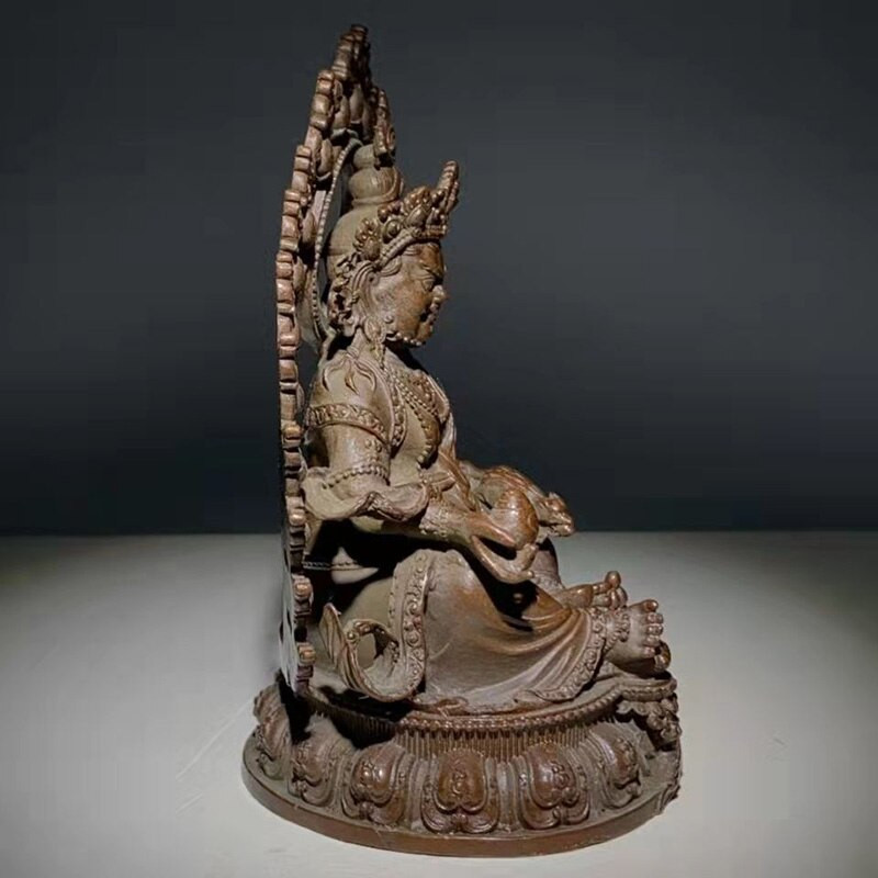 Statuie Buddha din Bronz Antic Ornament de Birou Decoratiuni pentru Casa Accesorii Artizanale Metal Sculptură Zeul Bogăției Decor Vintage Decor