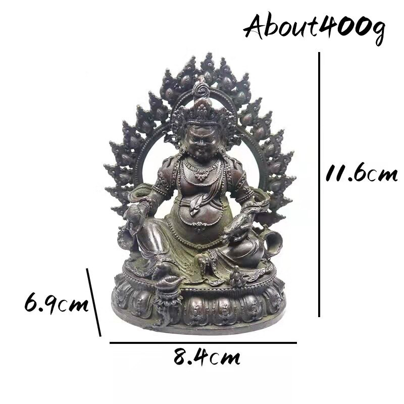 Statuie Buddha din Bronz Antic Ornament de Birou Decoratiuni pentru Casa Accesorii Artizanale Metal Sculptură Zeul Bogăției Decor Vintage Decor
