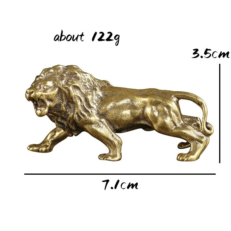 Bronz antic Statuia Regele Leu Bărbat Ornamente Mici Cupru Solid Lei de Munte Figuri în miniatura Sculptură din alamă Artizanat Decor