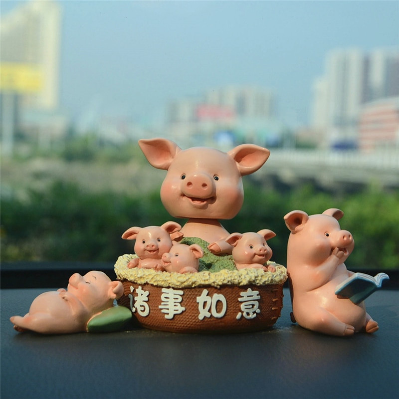 Mielas kiaulytės ornamentas rožinė kiaulė figūrėlė gyvūnas modelis automobilio ornamentas lėlių namelio dekoras mikro kraštovaizdžio dekoras