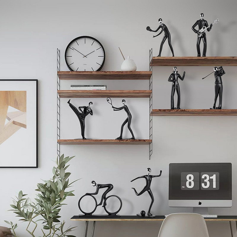 Asztali kerékpáros hegedű, kecses énekes szaxofon formájú díszgyanta figura alkotás Dekoratív beltéri irodai lakberendezés