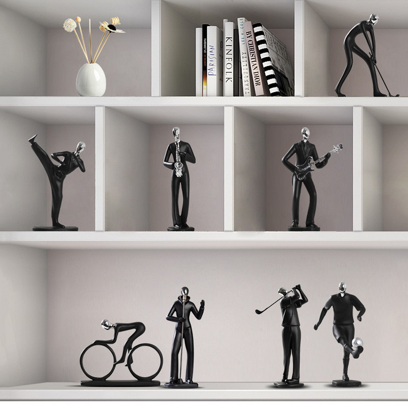 Asztali kerékpáros hegedű, kecses énekes szaxofon formájú díszgyanta figura alkotás Dekoratív beltéri irodai lakberendezés