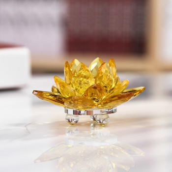 6 Χρώματα Κρυστάλλινο 60 χιλιοστά Lotus Flower Glass Χαρακτήρας πόλης Χαρτί Στολίδι Διακοσμητική Συλλογή Φενγκ Σούι Διακοσμητικό Στολίδι
