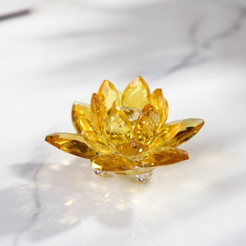 6 Χρώματα Κρυστάλλινο 60 χιλιοστά Lotus Flower Glass Χαρακτήρας πόλης Χαρτί Στολίδι Διακοσμητική Συλλογή Φενγκ Σούι Διακοσμητικό Στολίδι